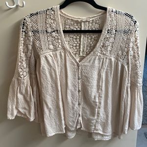 Love stitch cream boho top